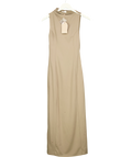 Meshki Beige Taylor Draped Crepe Maxi Dress, size UK XS — front