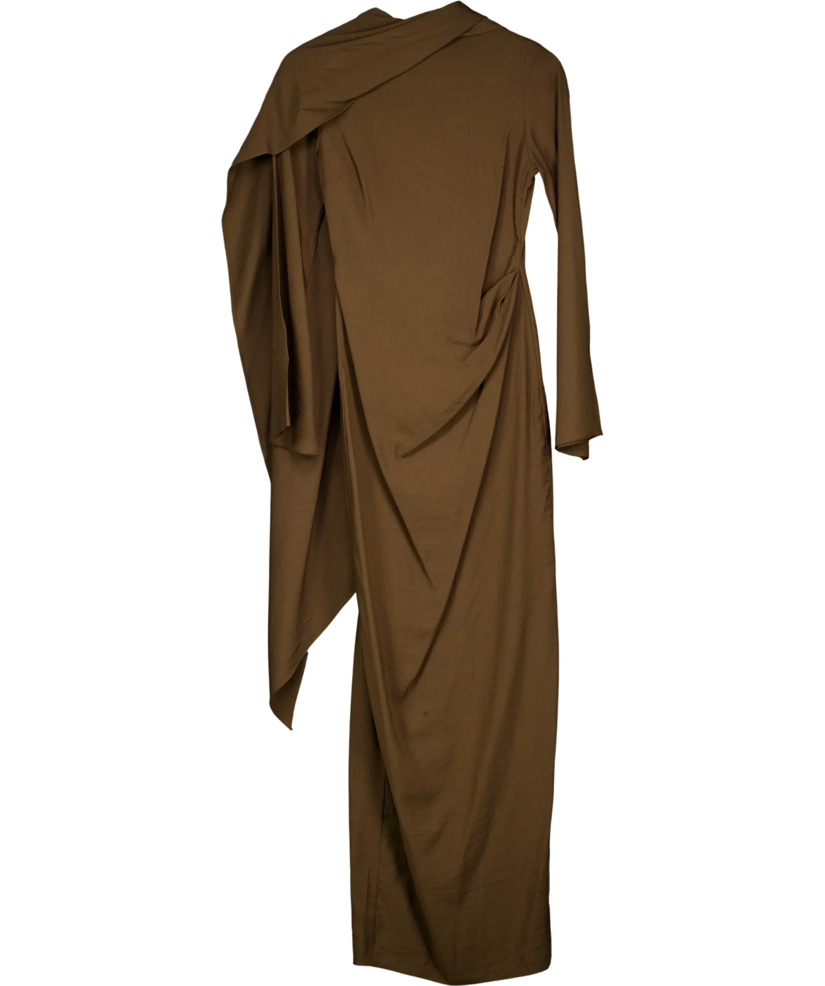 ASOS Brown draped long-sleeve midi dress, size UK 6 — front