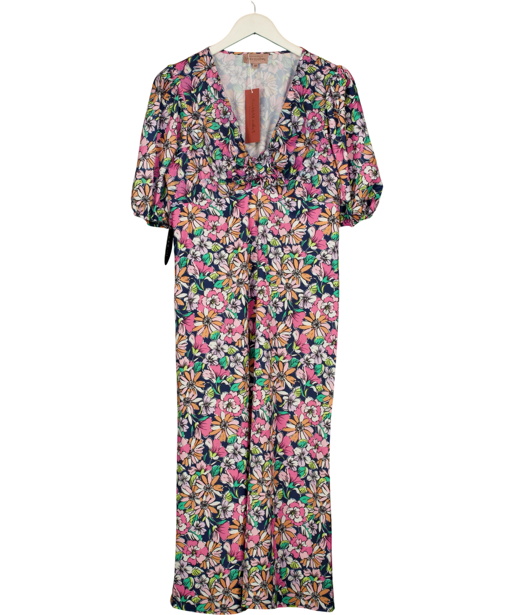 Little Mistress Multicoloured Multi Tie Midaxi Dress, size UK 12 — front