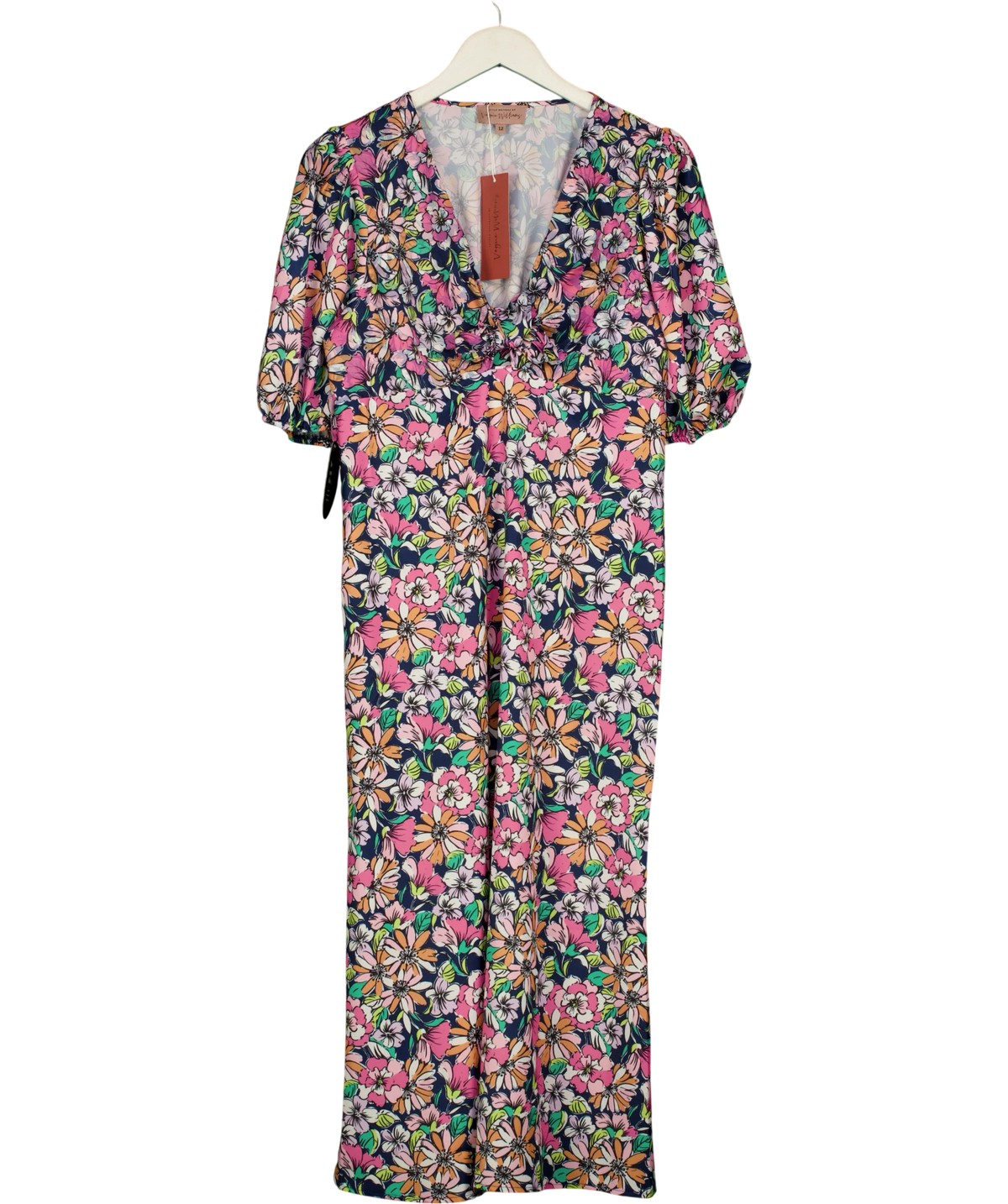 Little Mistress Multicoloured Multi Tie Midaxi Dress, size UK 12 — front