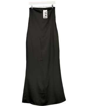 BOA Satin Column Dress Black Strapless UK XS