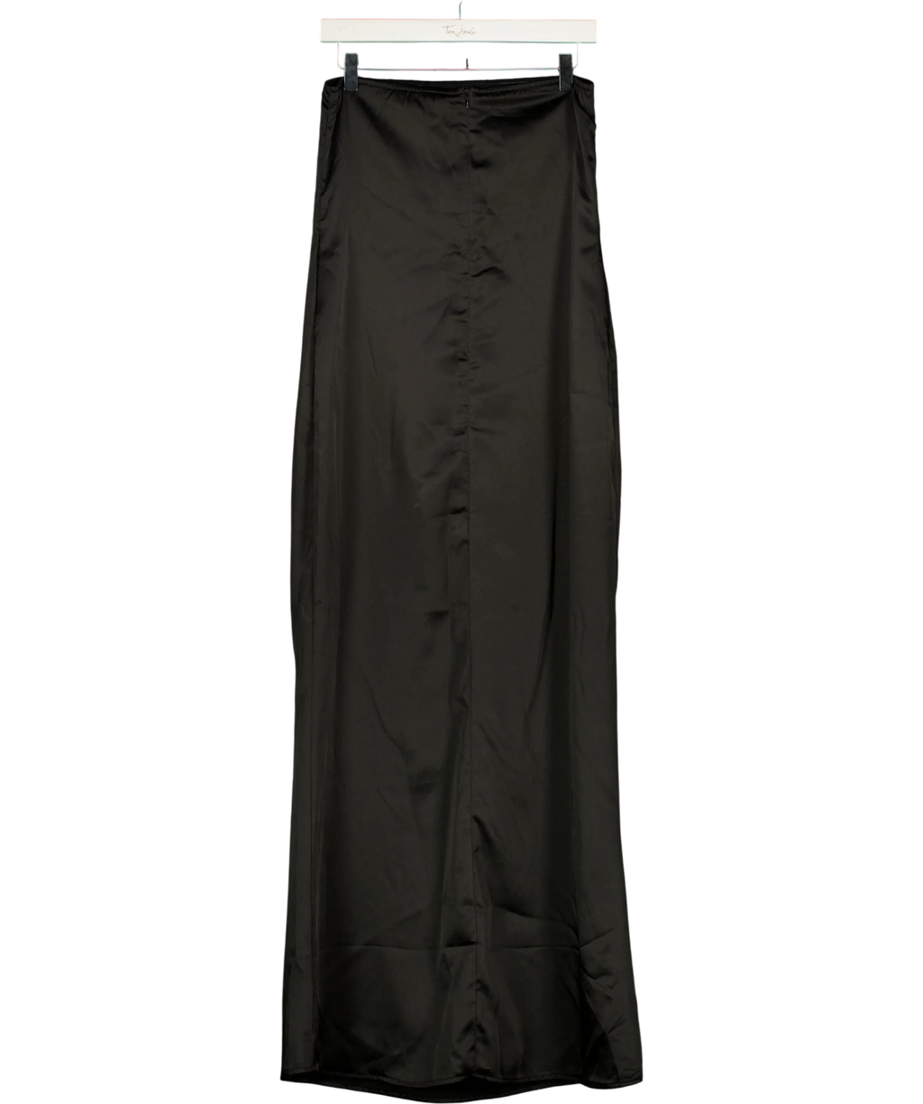 BOA Black Satin Column Dress, size UK XS — back