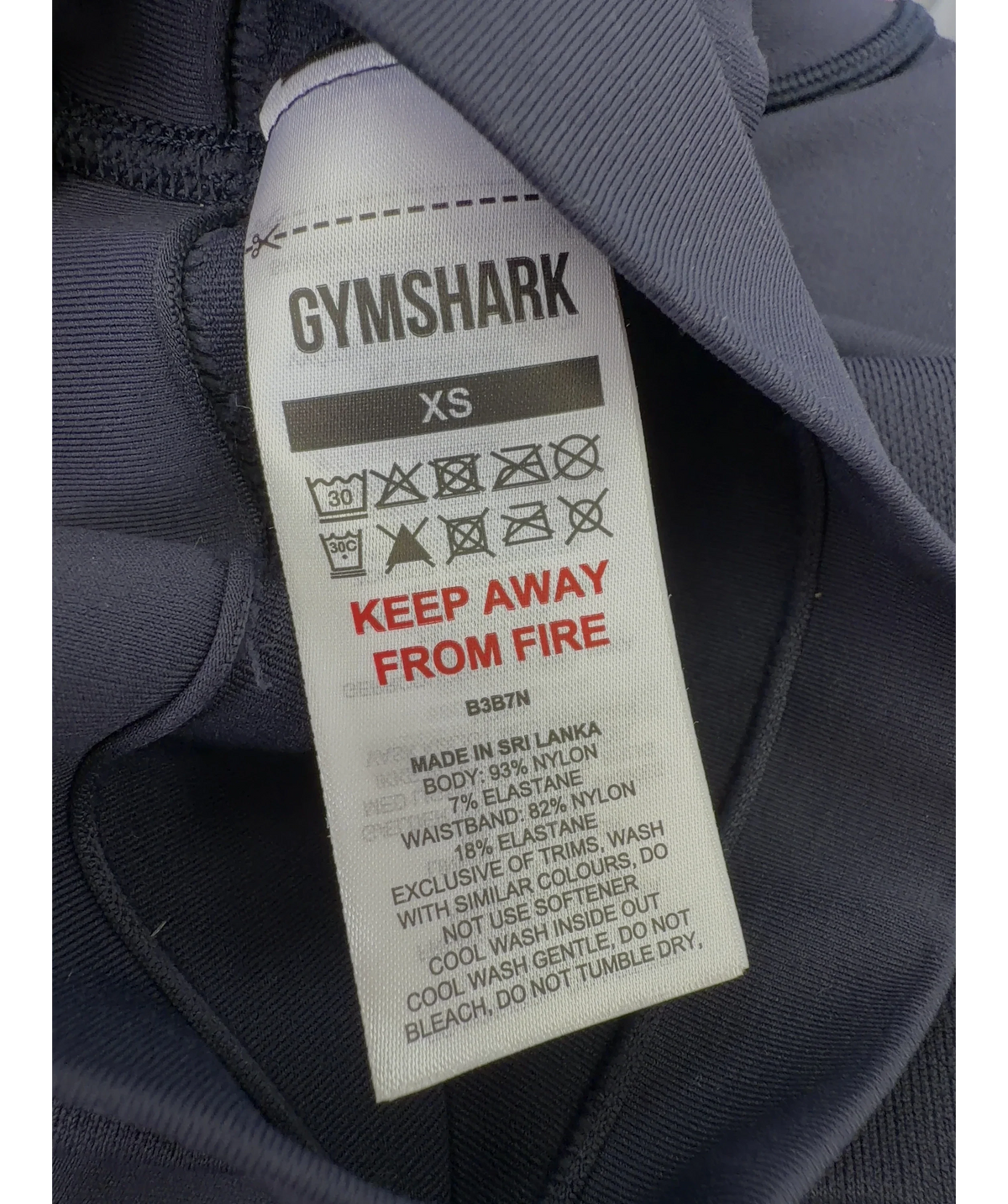GYMSHARK Blue Colour, size UK S — fabric detail