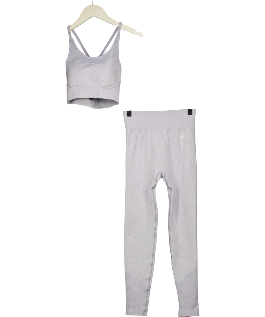 AYBL grey Empower Seamless Crop Top and Leggings, size UK XS — front