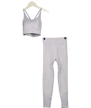 AYBL Empower Seamless Crop Top and Leggings Blue and Grey UK XS