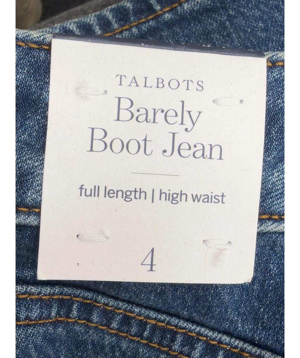 TALBOTS Blue Barely Boot Jean, size UK 4 — care label