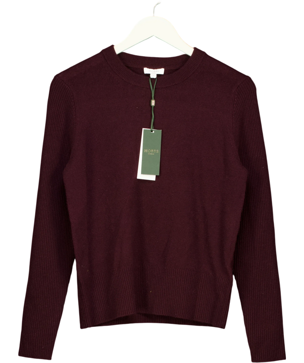 Hobbs burgundy The Amira Wool Cashmere Jumper, size UK M — front