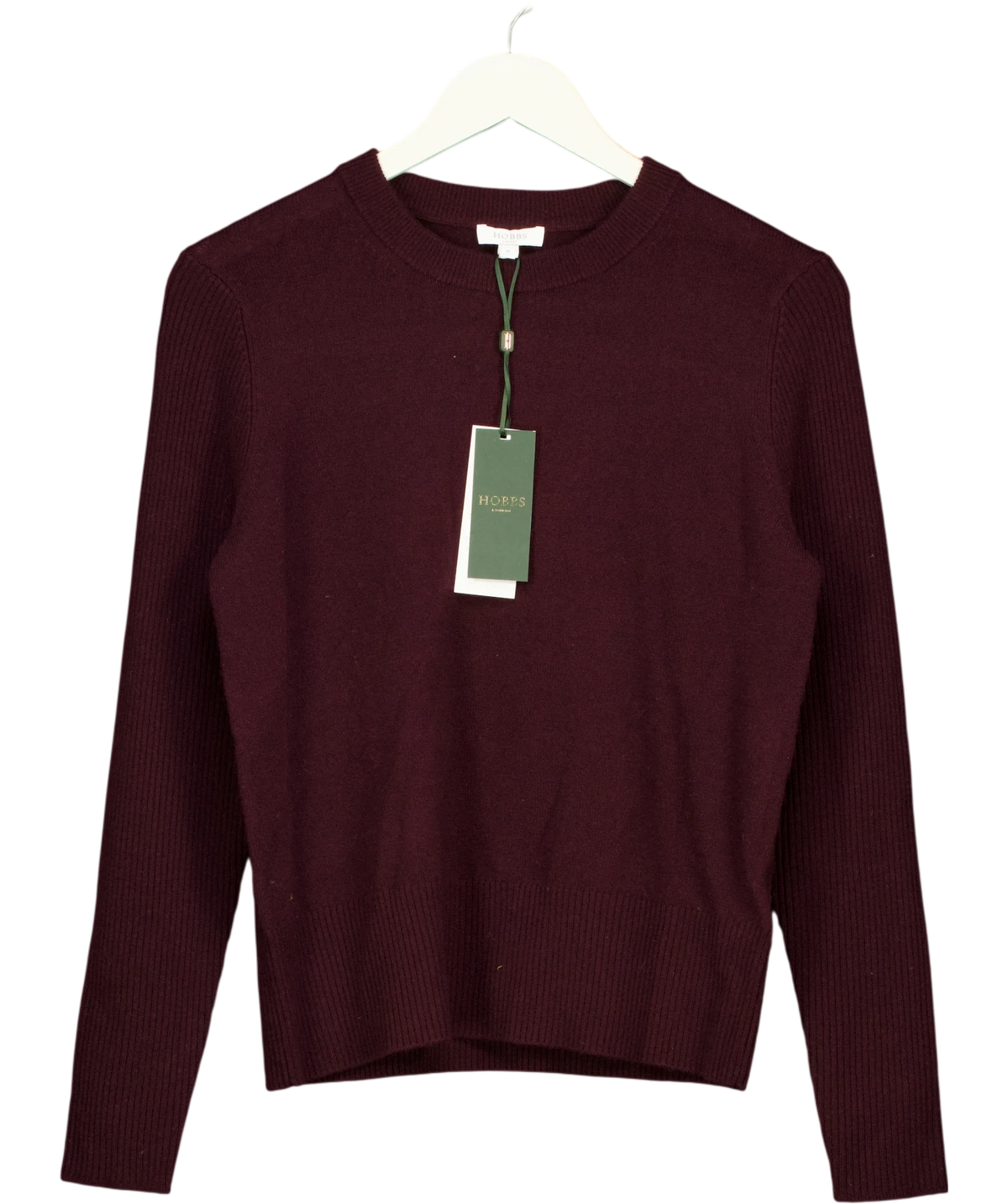 Hobbs burgundy The Amira Wool Cashmere Jumper, size UK M — front