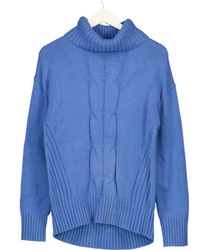 Talbots Blue Cable Knit Cowl Neck Sweater UK S