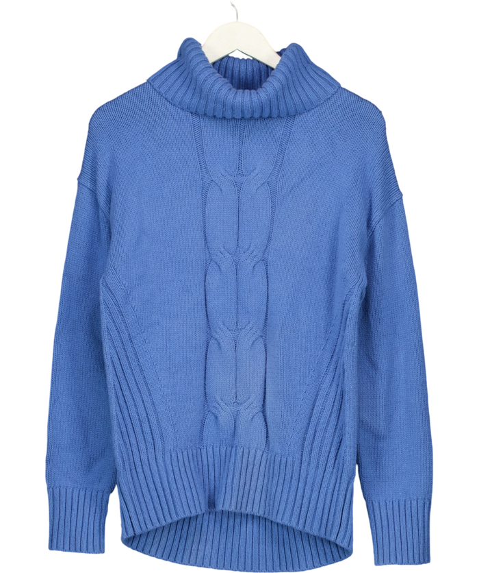 Talbots Blue Cable Knit Cowl Neck Sweater UK S