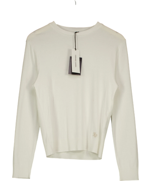 Gerard Darel Bara Long Sleeve Cotton T-Shirt Cream UK S