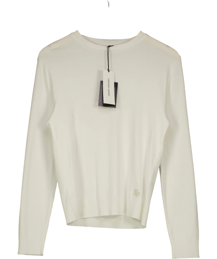 Gerard Darel Bara Long Sleeve Cotton T-Shirt Cream UK S