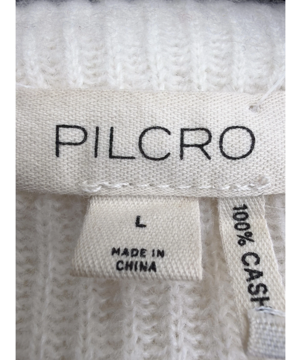 PILCRO Cream The Alani Cashmere Mock Neck Jumper, size UK L — detail