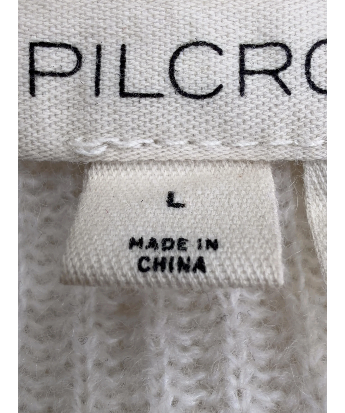PILCRO Cream The Alani Cashmere Mock Neck Jumper, size UK L — care label