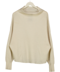 PILCRO Cream The Alani Cashmere Mock Neck Jumper, size UK L — front