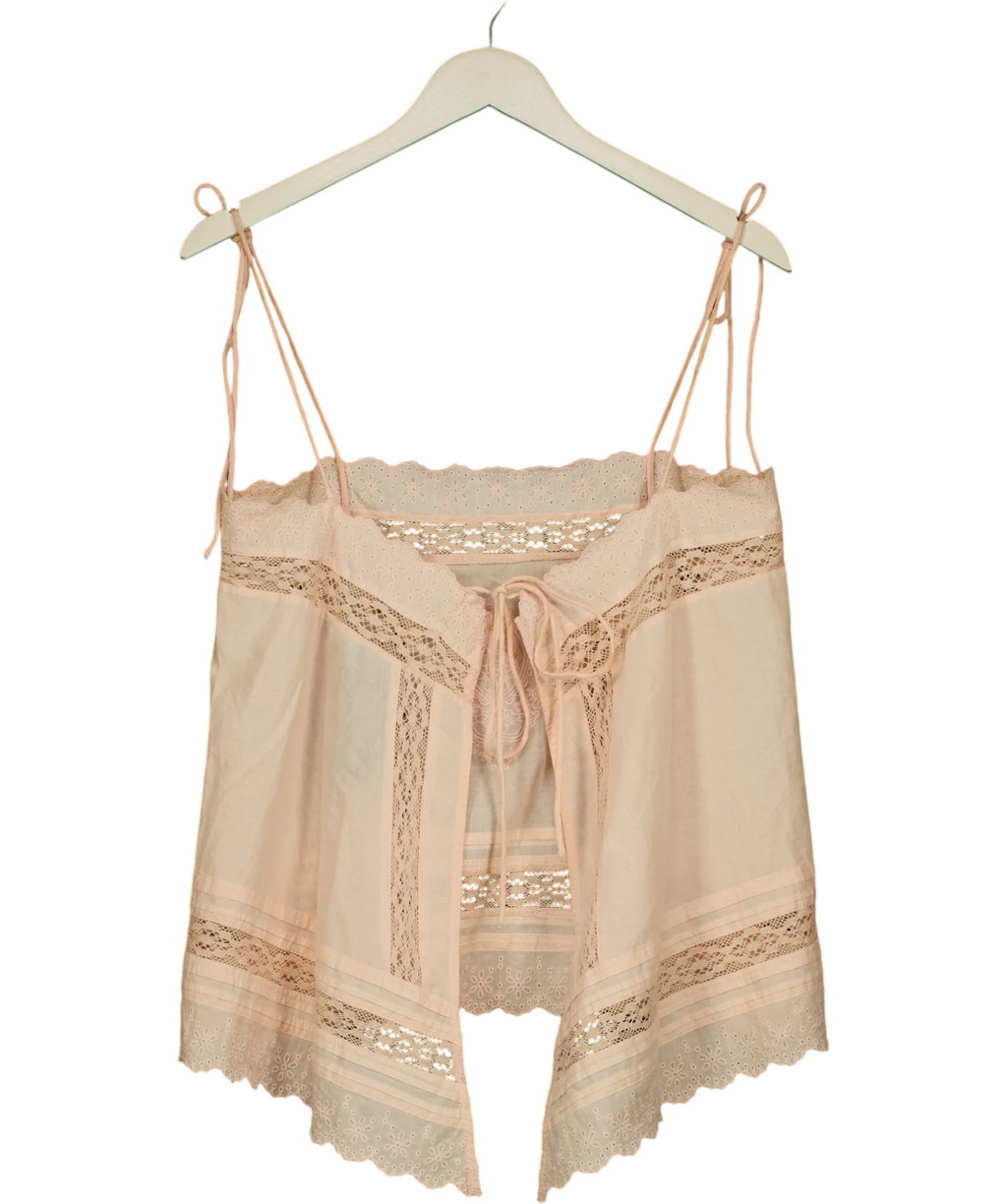 Nobody's Child Pink Peach Broderie Anglaise Tie Back Cami (Irina Top), size UK S — back