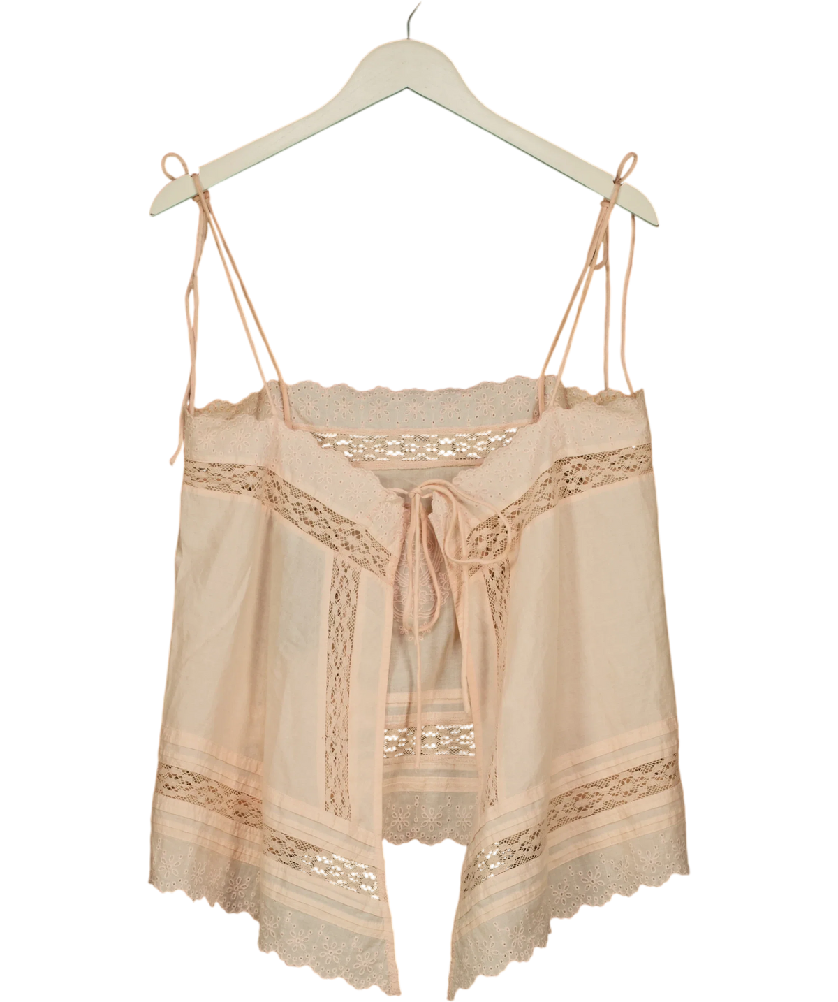 Nobody's Child Pink Peach Broderie Anglaise Tie Back Cami (Irina Top), size UK S — back