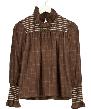 MARIADELAORDEN Lilia Shirt Brown And White Blouse UK 8