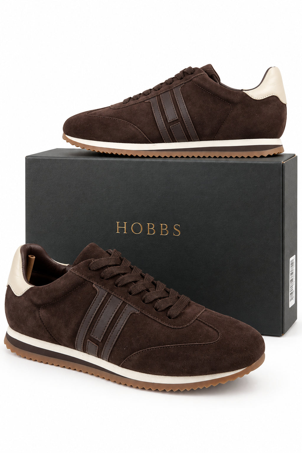 Hobbs Brown Sofie Suede Trainers, size UK 8 EU 41 👠 — front