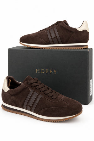 Hobbs Sofie Chocolate Brown Suede Trainers UK 8
