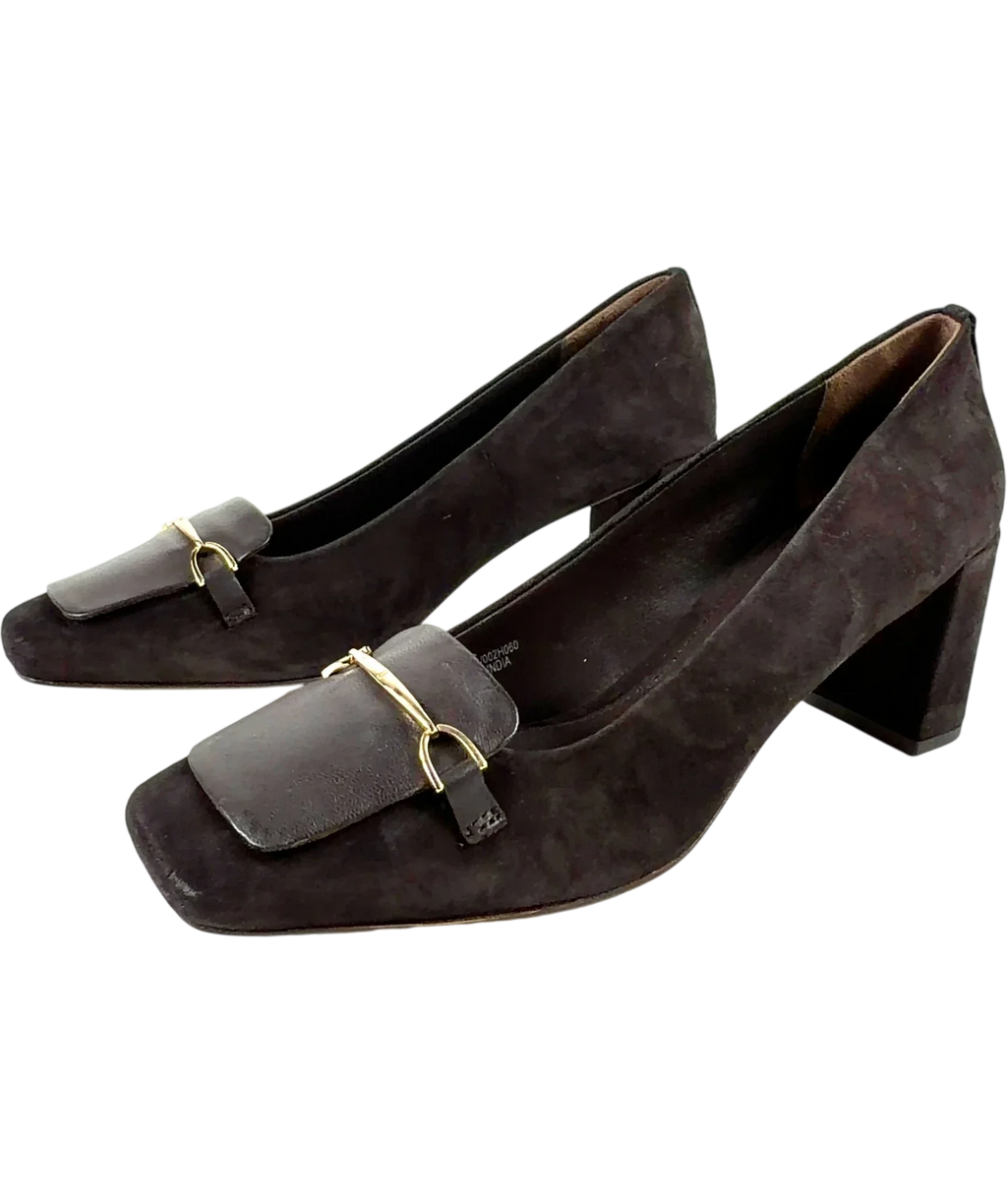 Hobbs Brown Jaida Suede Block Heel Court Shoes, size UK 8 EU 41 👠 — label