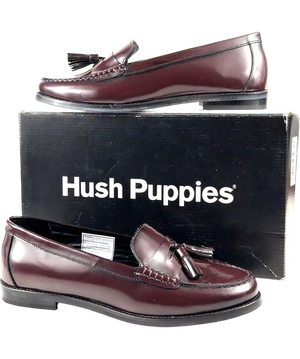 Hush Burgundy Smooth Leather  Tassels Loafers UK 7
