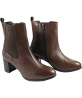 Hush Brown Camellia Heeled Boot, size UK 7 EU 40 👠 — front