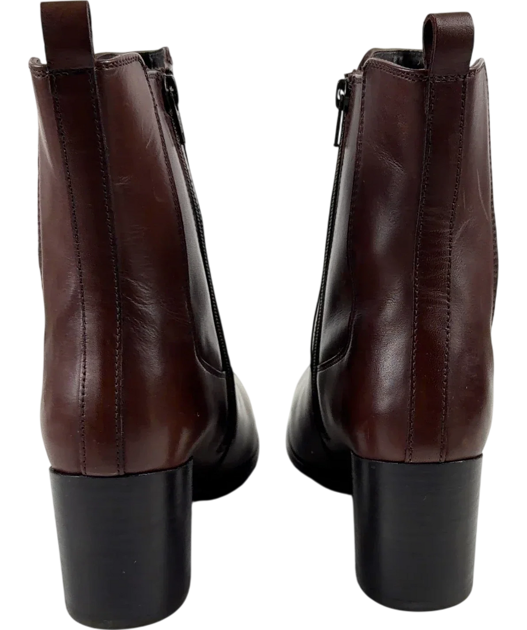 Hush Brown Camellia Heeled Boot, size UK 7 EU 40 👠 — back