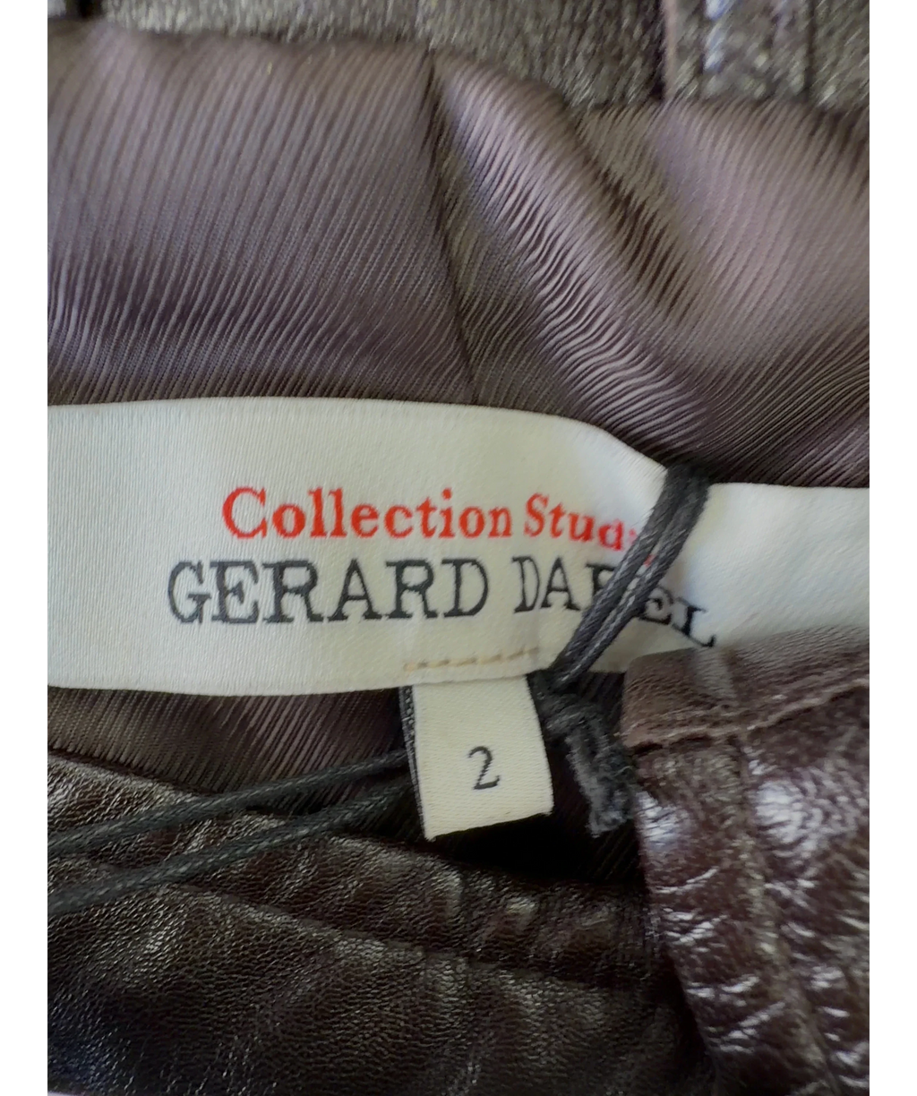 Gerard Darel Brown Philo short trench coat, size UK M — care label