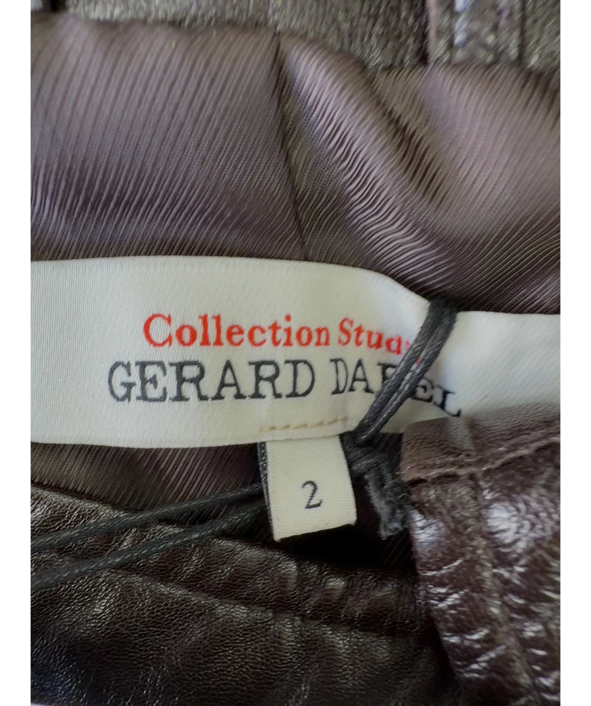 Gerard Darel Brown Philo short trench coat, size UK M — care label