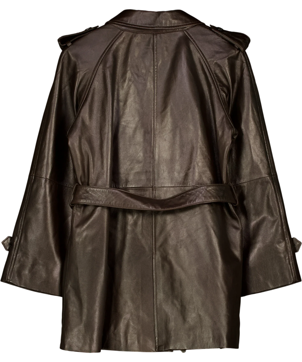 Gerard Darel Brown Philo short trench coat, size UK M — back