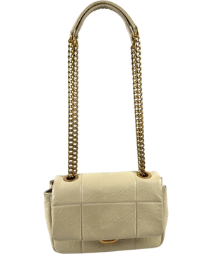 Songmont Cream Quilted Flap Handbag