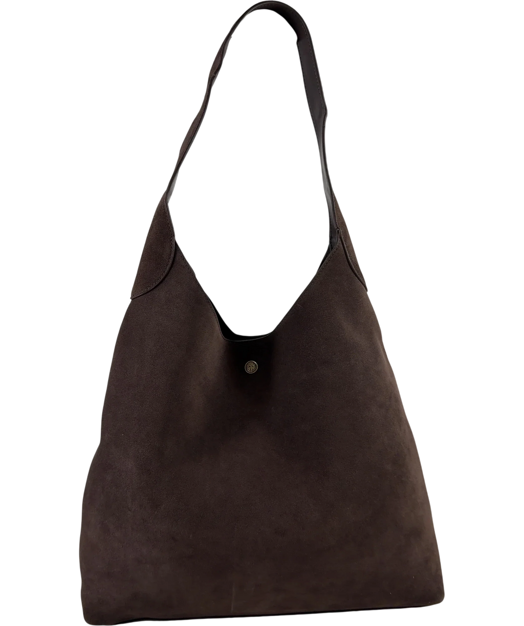 TALBOTS Brown Hayden Suede Large Hobo Bag — front