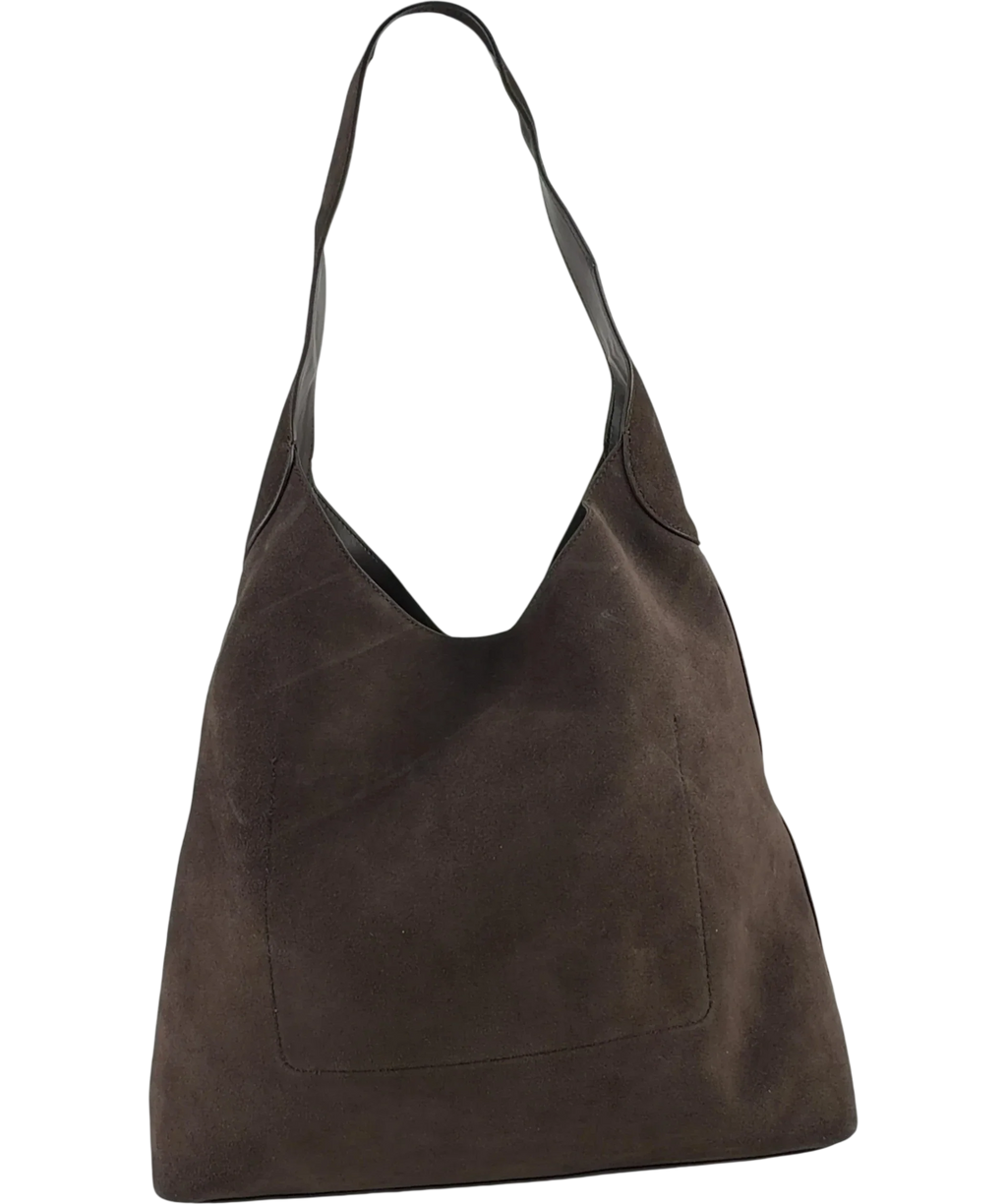TALBOTS Brown Hayden Suede Large Hobo Bag — back