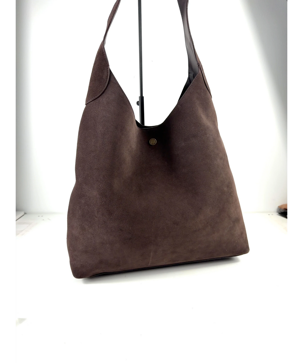 TALBOTS Brown Hayden Suede Large Hobo Bag — care label