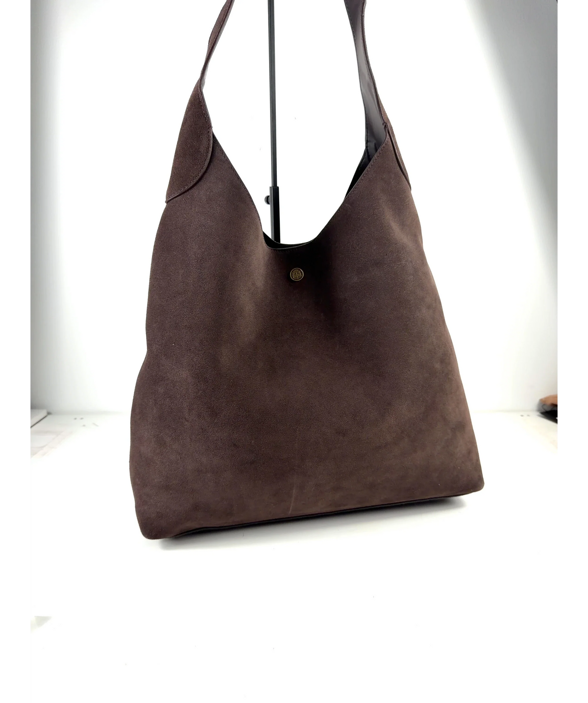 TALBOTS Brown Hayden Suede Large Hobo Bag — care label