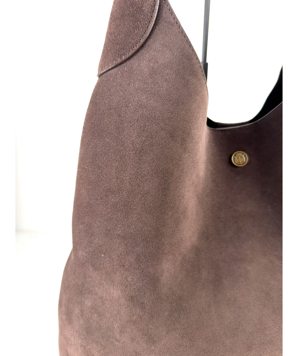 TALBOTS Brown Hayden Suede Large Hobo Bag — fabric detail