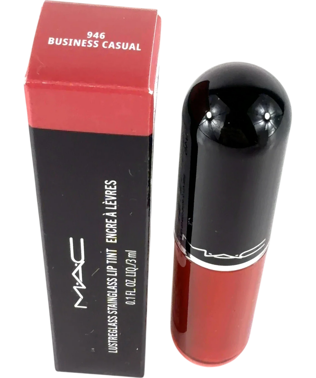MAC 946 Business Casual Cosmetics Lustreglass StainGlass Lip Tint, size 3ml — back