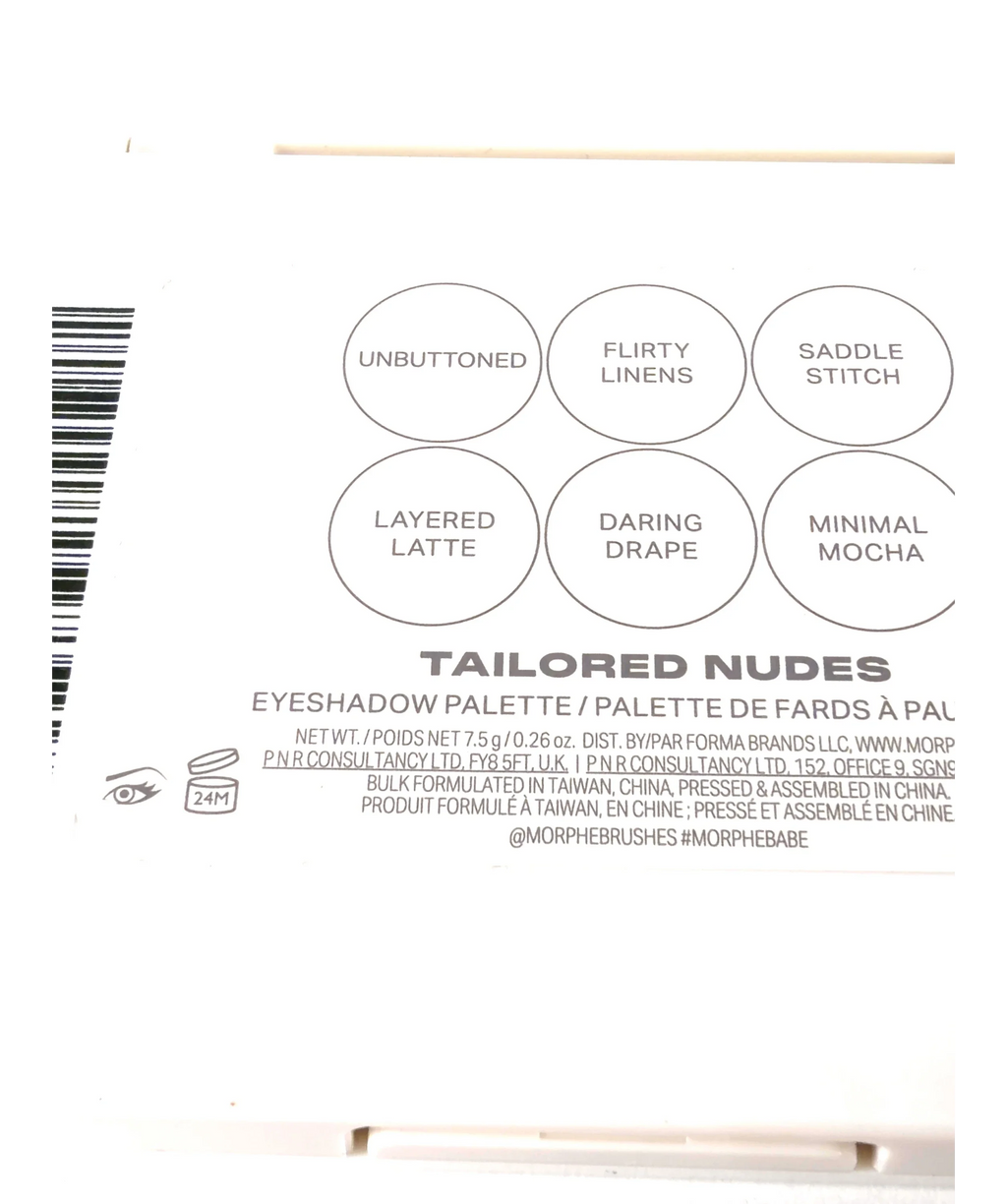 Morphe Tailored Nudes Tailored Nudes Eyeshadow Palette, size 7.5g — care label