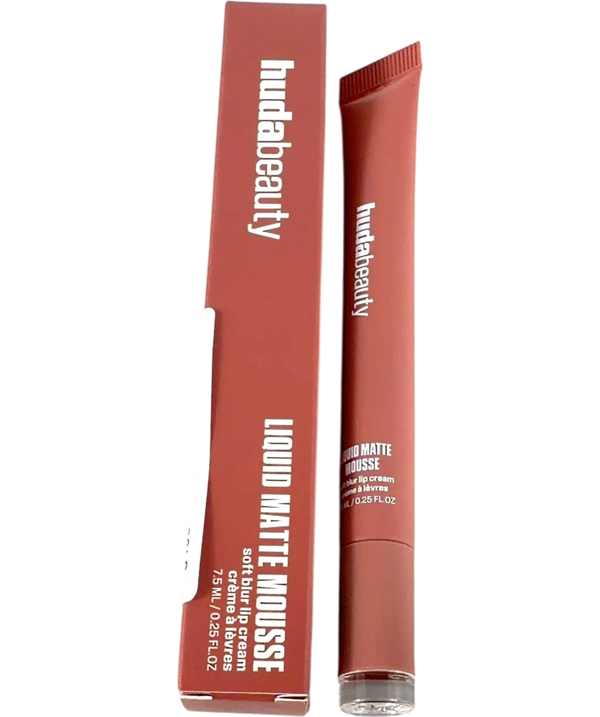 Huda Beauty BOMBSHELL PINKY BROWN Liquid Matte Mousse Soft Blur Lip Cream, size 7.5ml — front