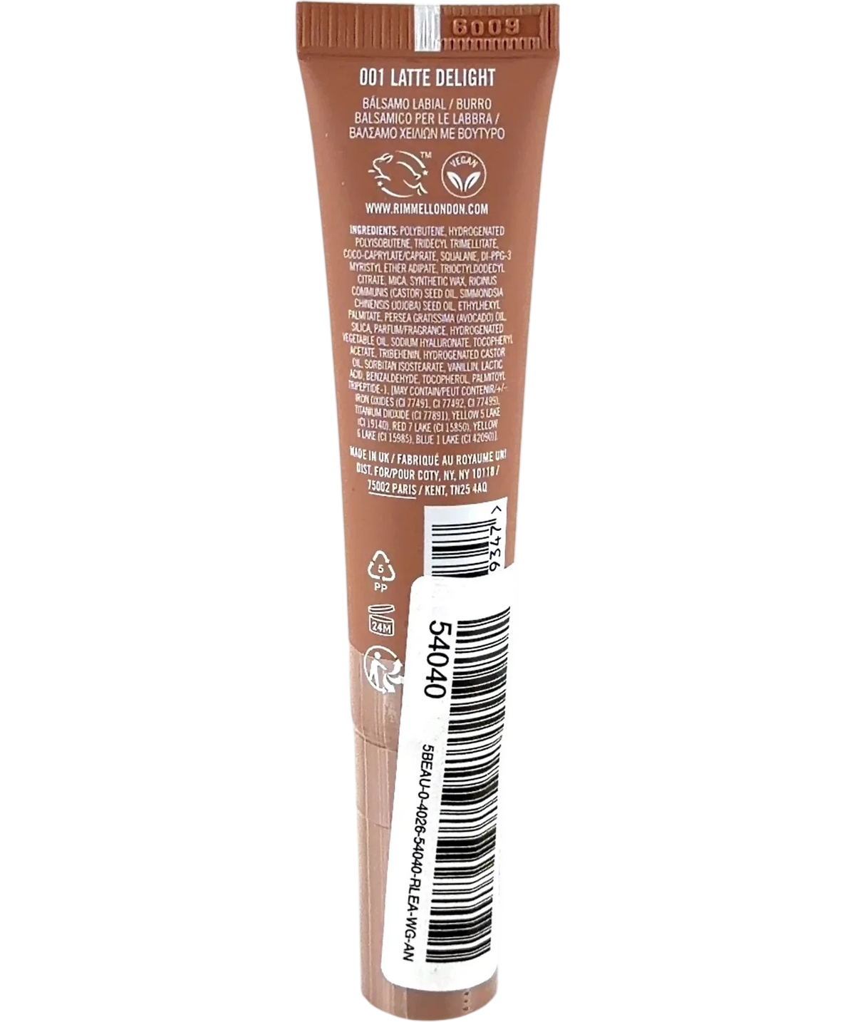 Rimmel 001 LATTE DELIGHT Oh My Gloss! Butter Me Up Lip Butter Balm, size 15ml — back