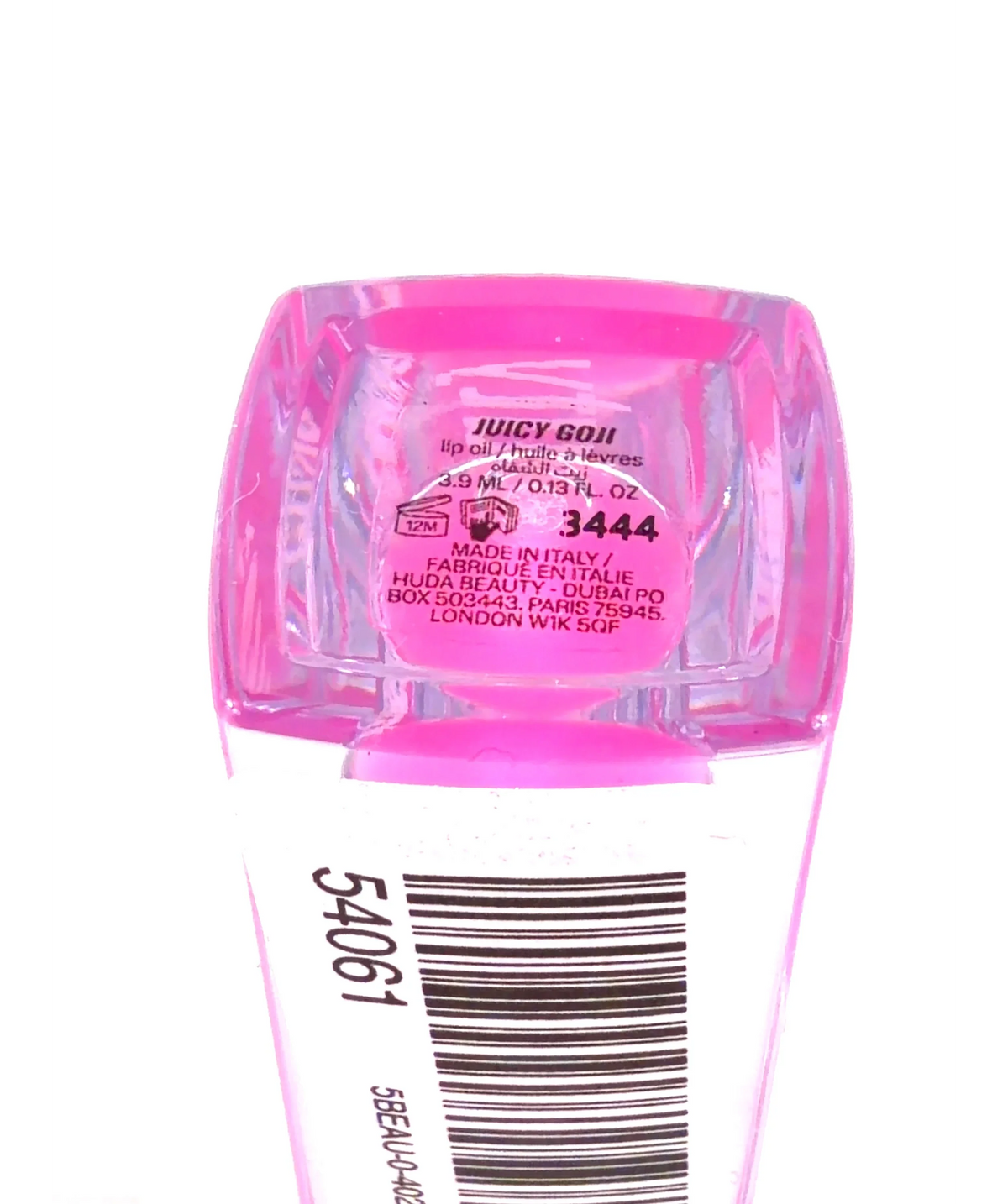 Huda Beauty Juicy Goji Faux Filler Jelly Lip Oil, size 3.9ml — care label
