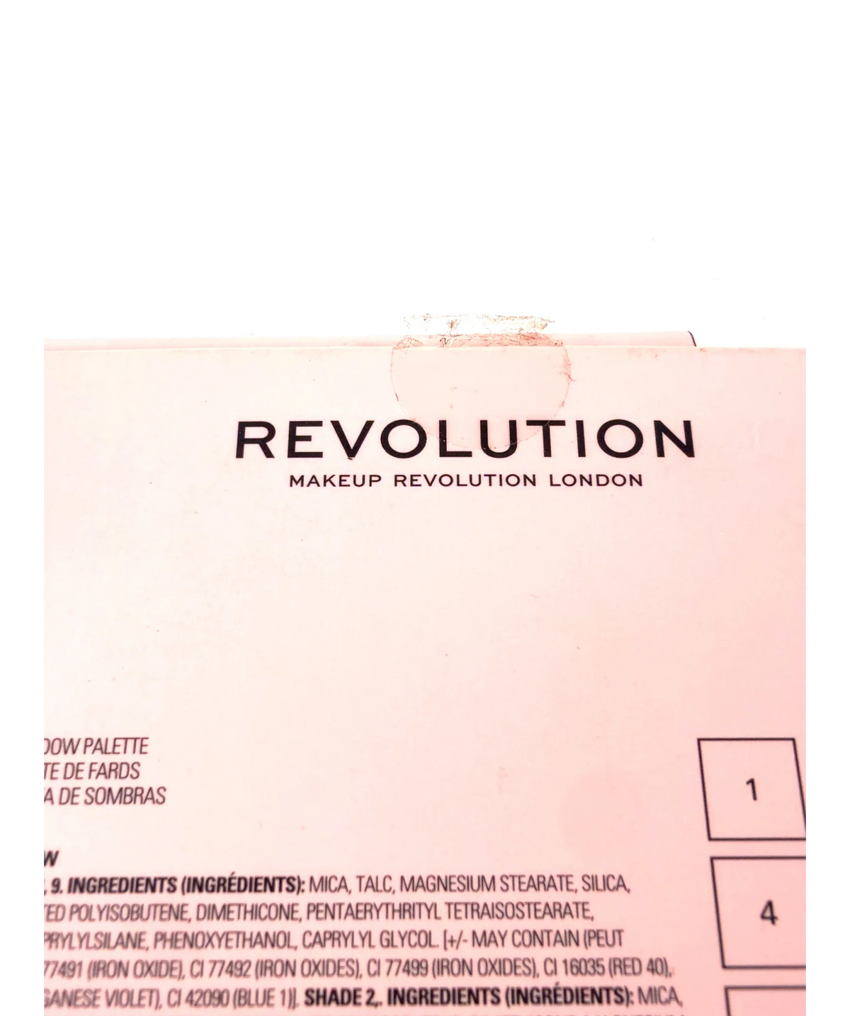 Revolution Rachel Rachel Eyeshadow Palette, size 1.0g — label