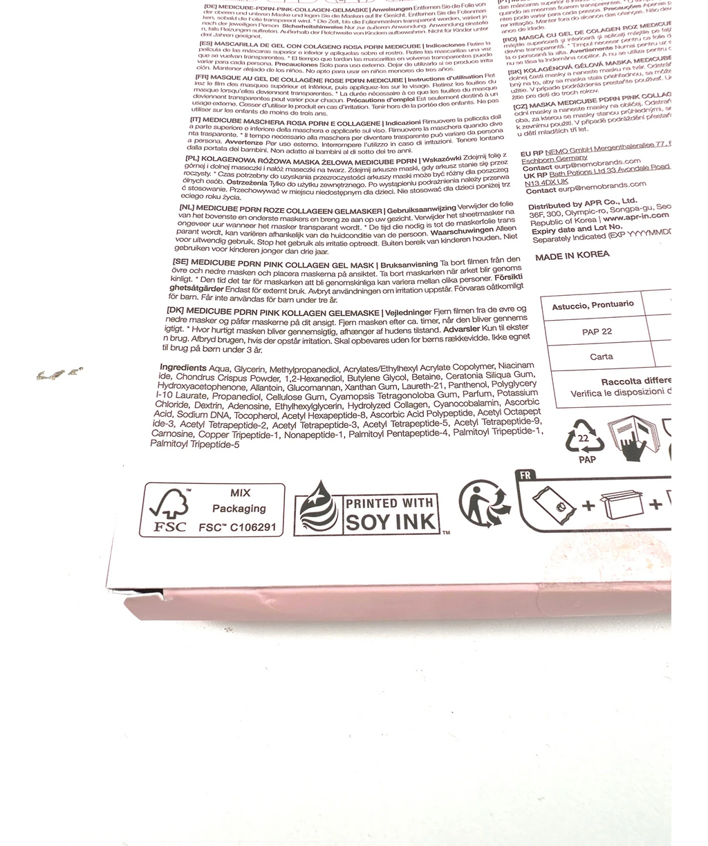 Medicube PDRN Pink Collagen Gel Mask (4 Pack), size 28g — fabric detail