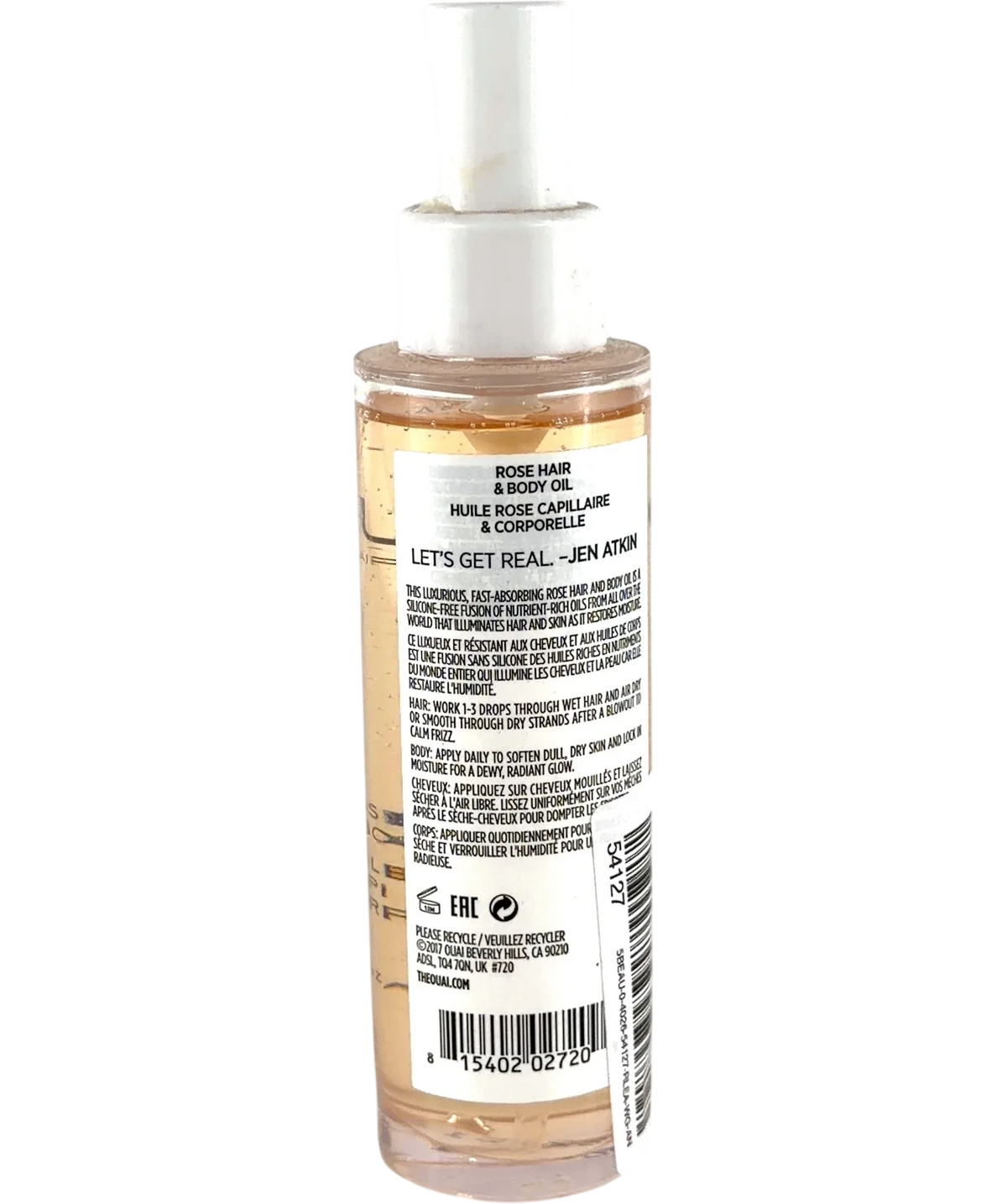 OUAI ROSE HAIR & BODY OIL, size 98.9ml — back