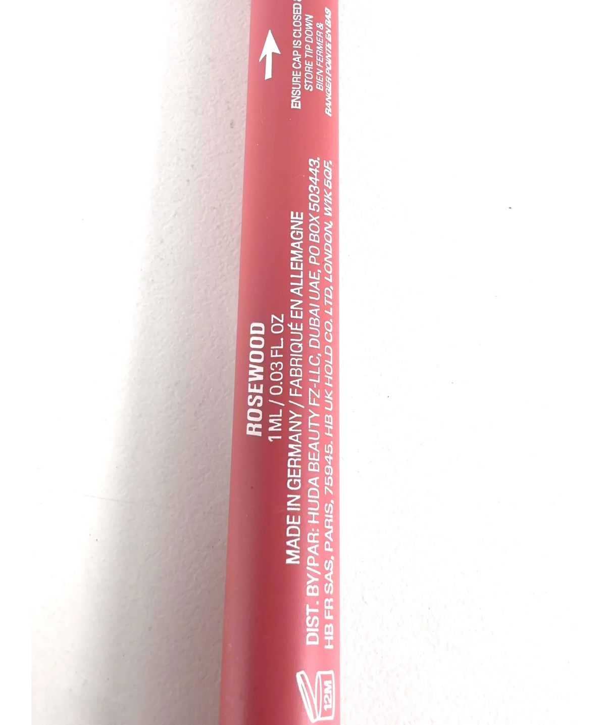 Huda Beauty Rosewood Shade, size 1ml — care label