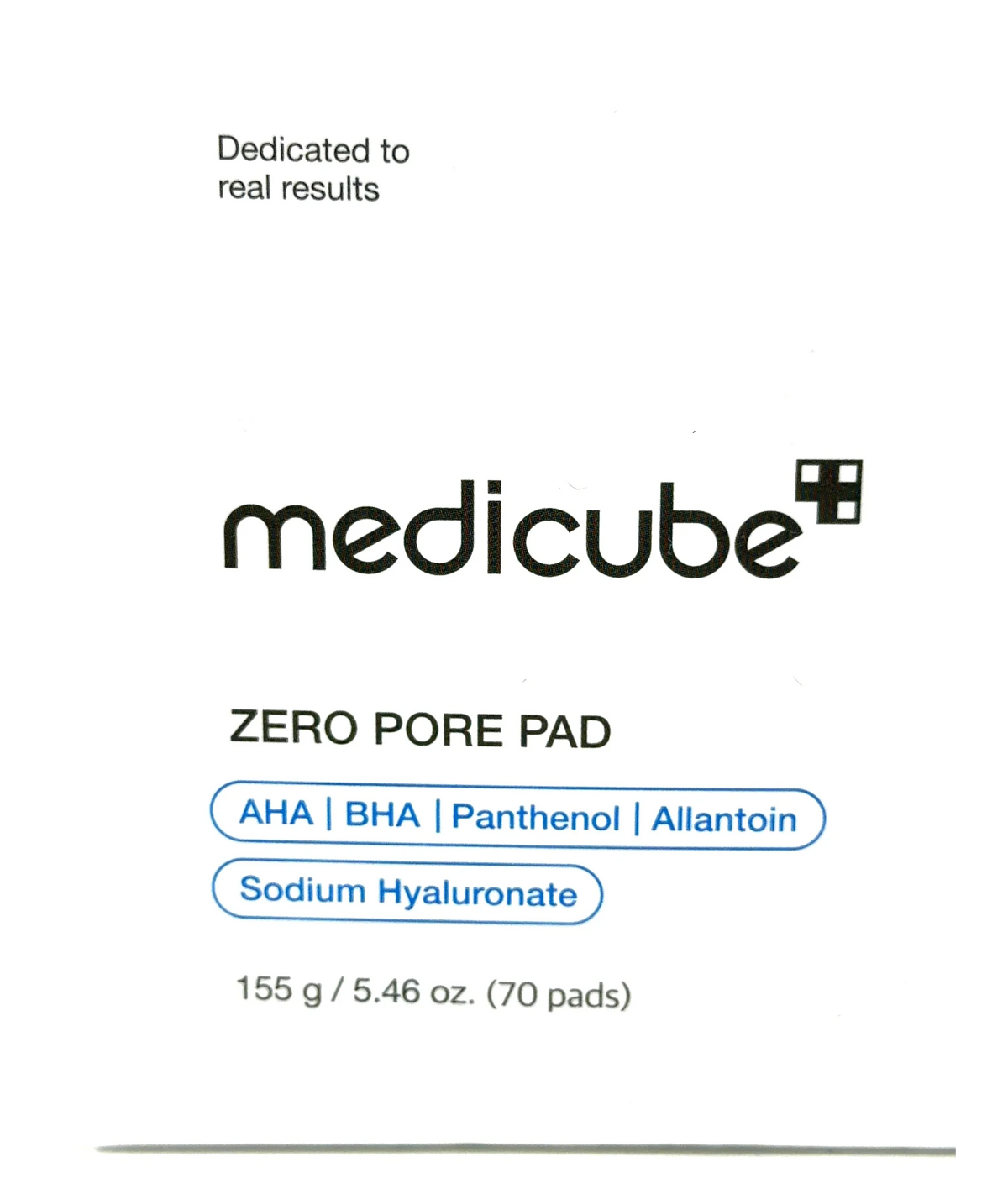 Medicube Zero Pore Pad 2.0, size 155g — label