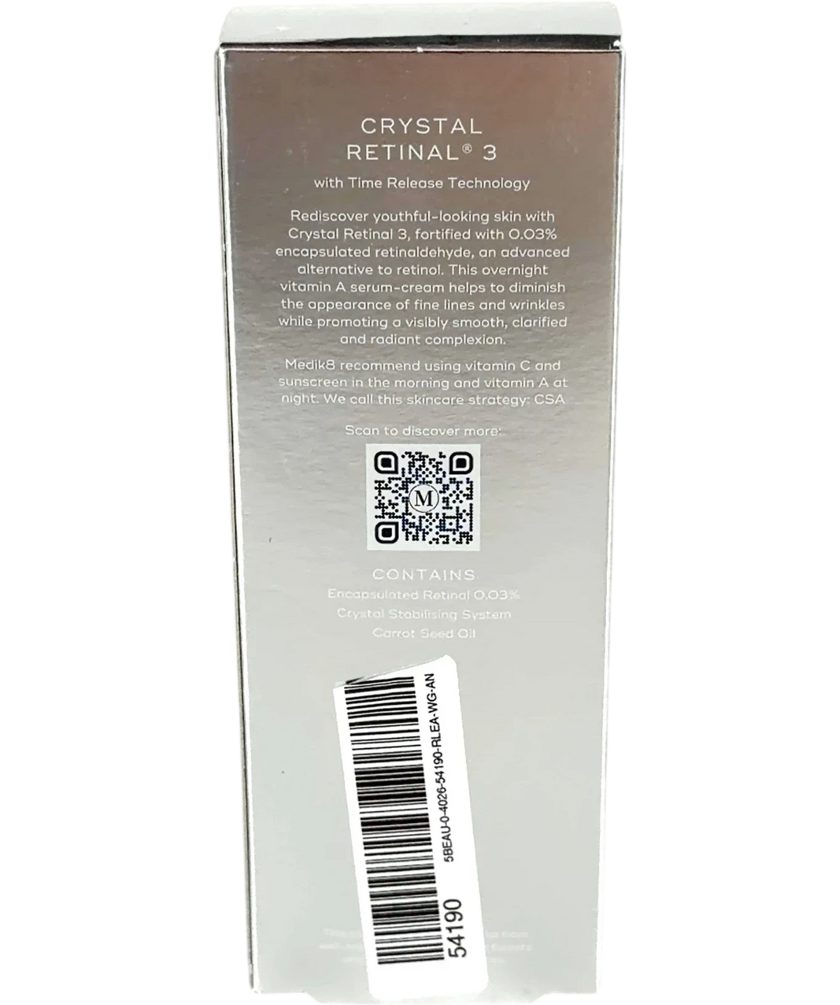 medik8 Crystal Retinal 3, size 30ml — back