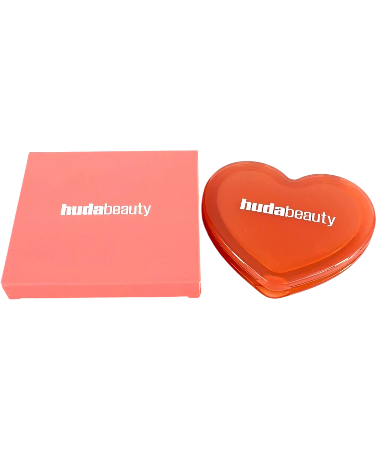Huda Beauty Velvet Pink and Pumpkin Pie Pocket Heart Mirror, size 1 — back