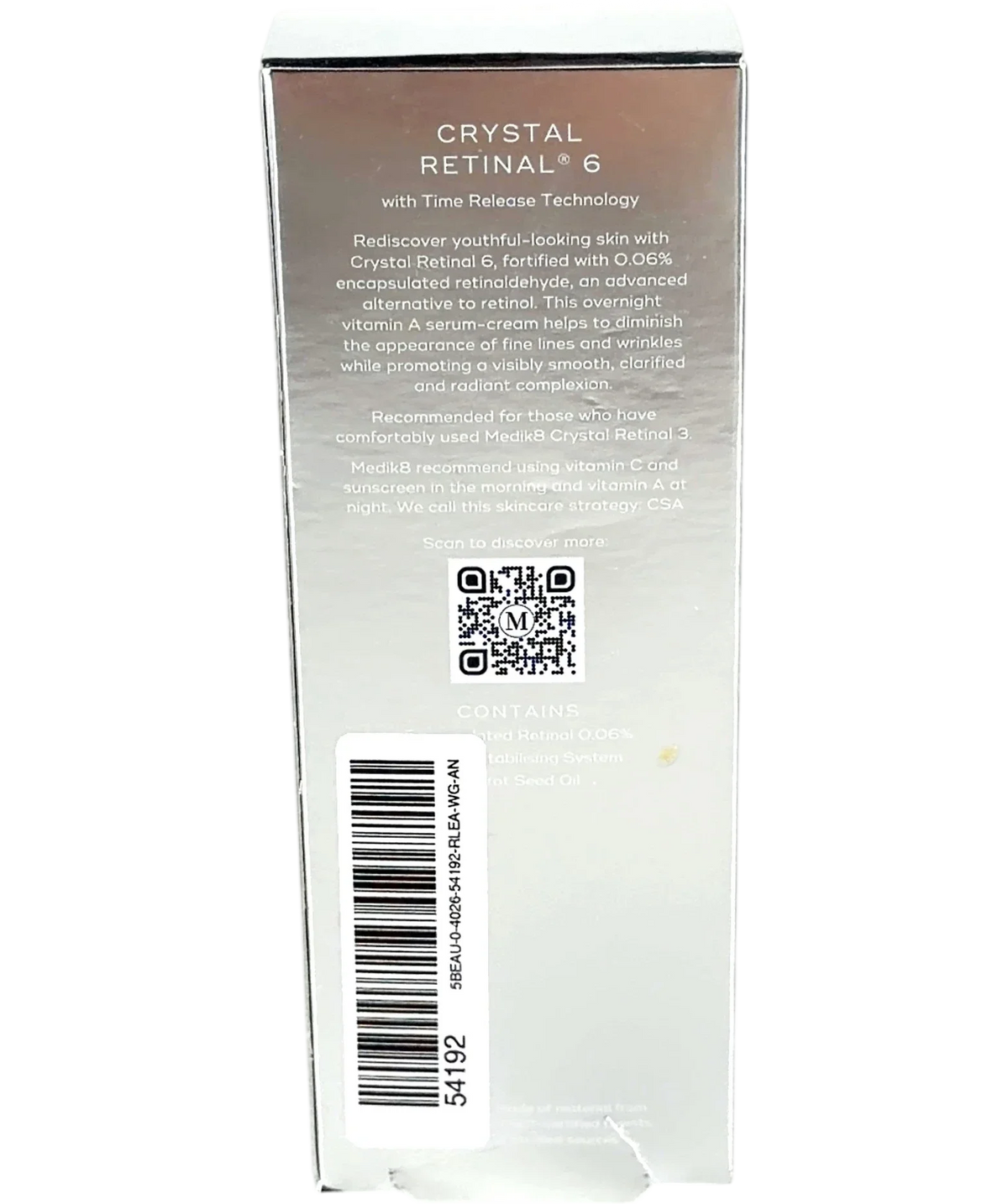 medik8 Crystal Retinal 6, size 30ml — back